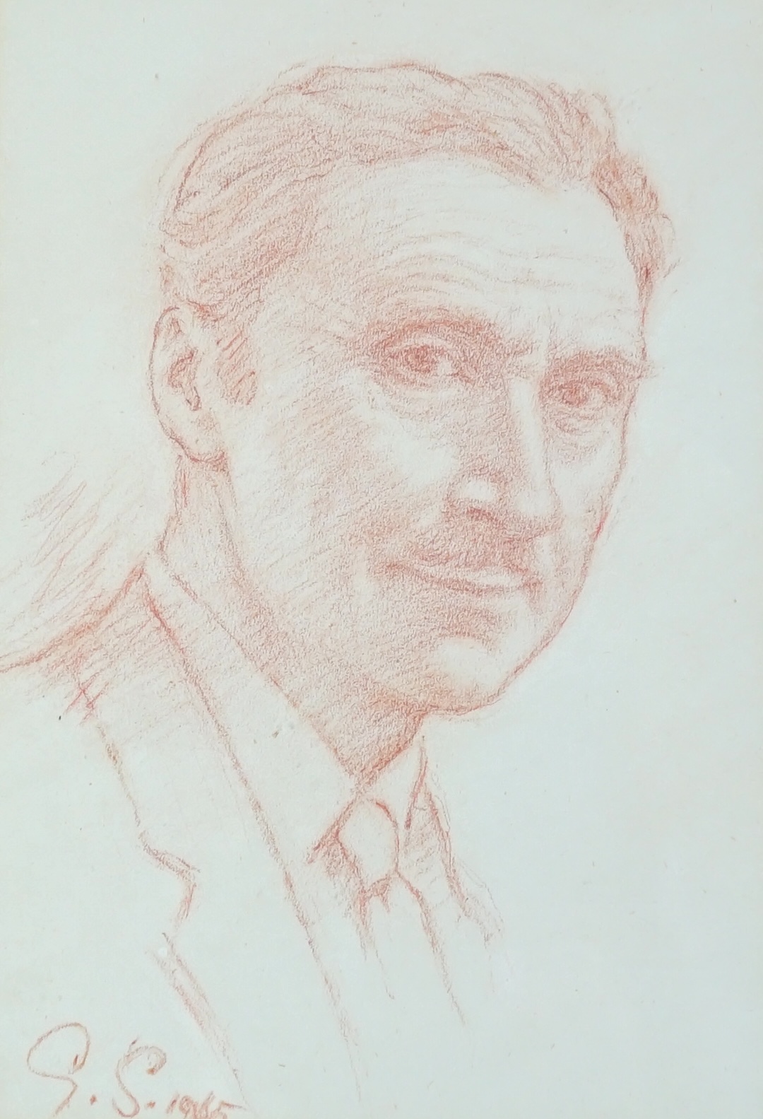 Graham Sutherland (1903-1980), sepia chalk on paper, Portrait of a gentleman, initialled and dated 1965, 21.5 x 15cm. Condition - fair to good